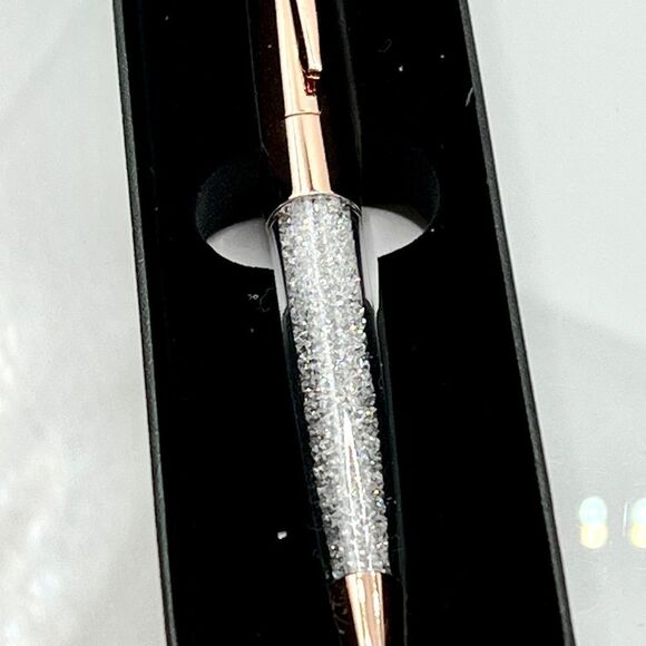 Collectible Rose Tone Ballpoint Pen with Crystals - Picture 5 of 7